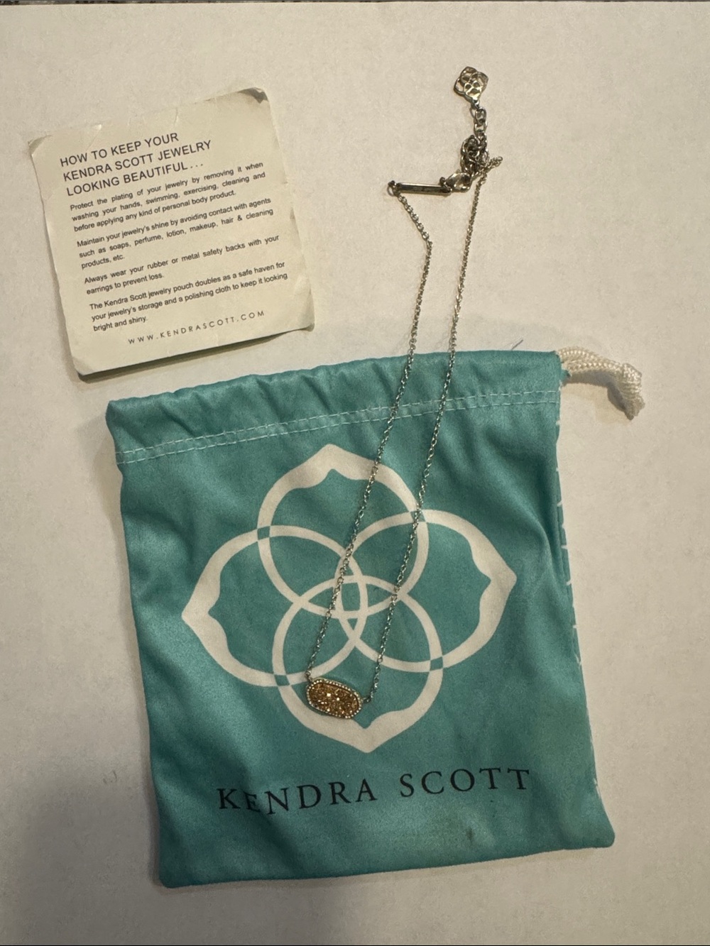 Kendra Scott Silver Chain Necklace with Gold Druzy Pendant